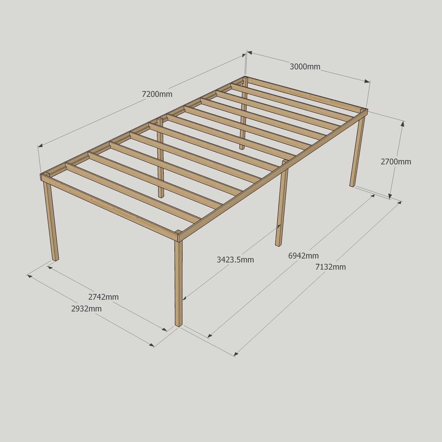 Box Pergola - 3m Width