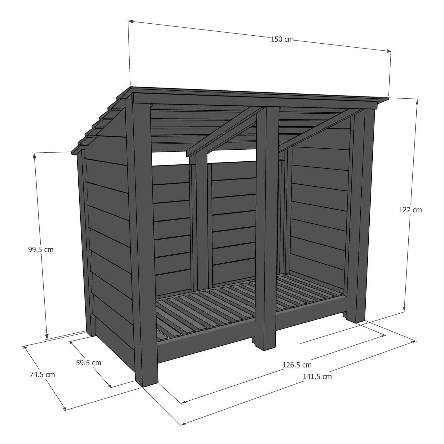 Cottesmore Log Store - 5ft Wide