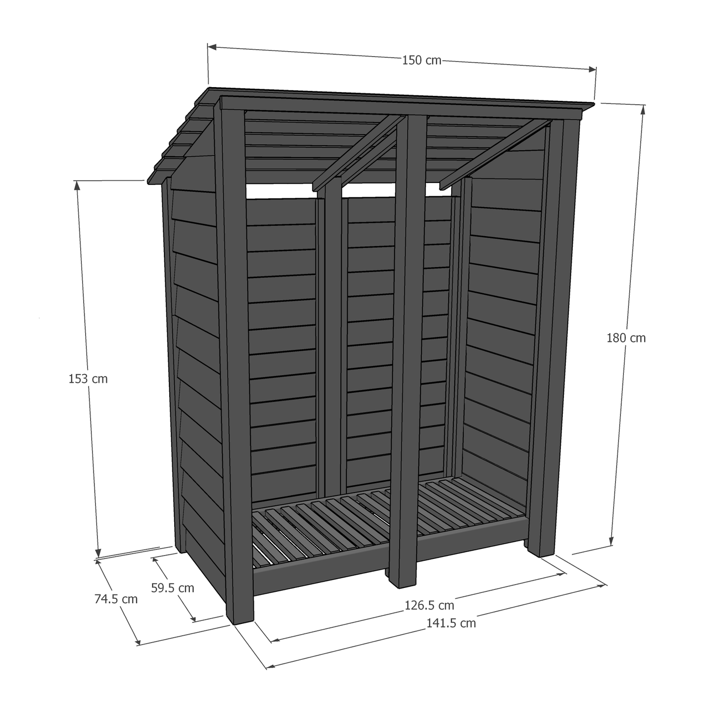 Cottesmore Log Store - 5ft Wide