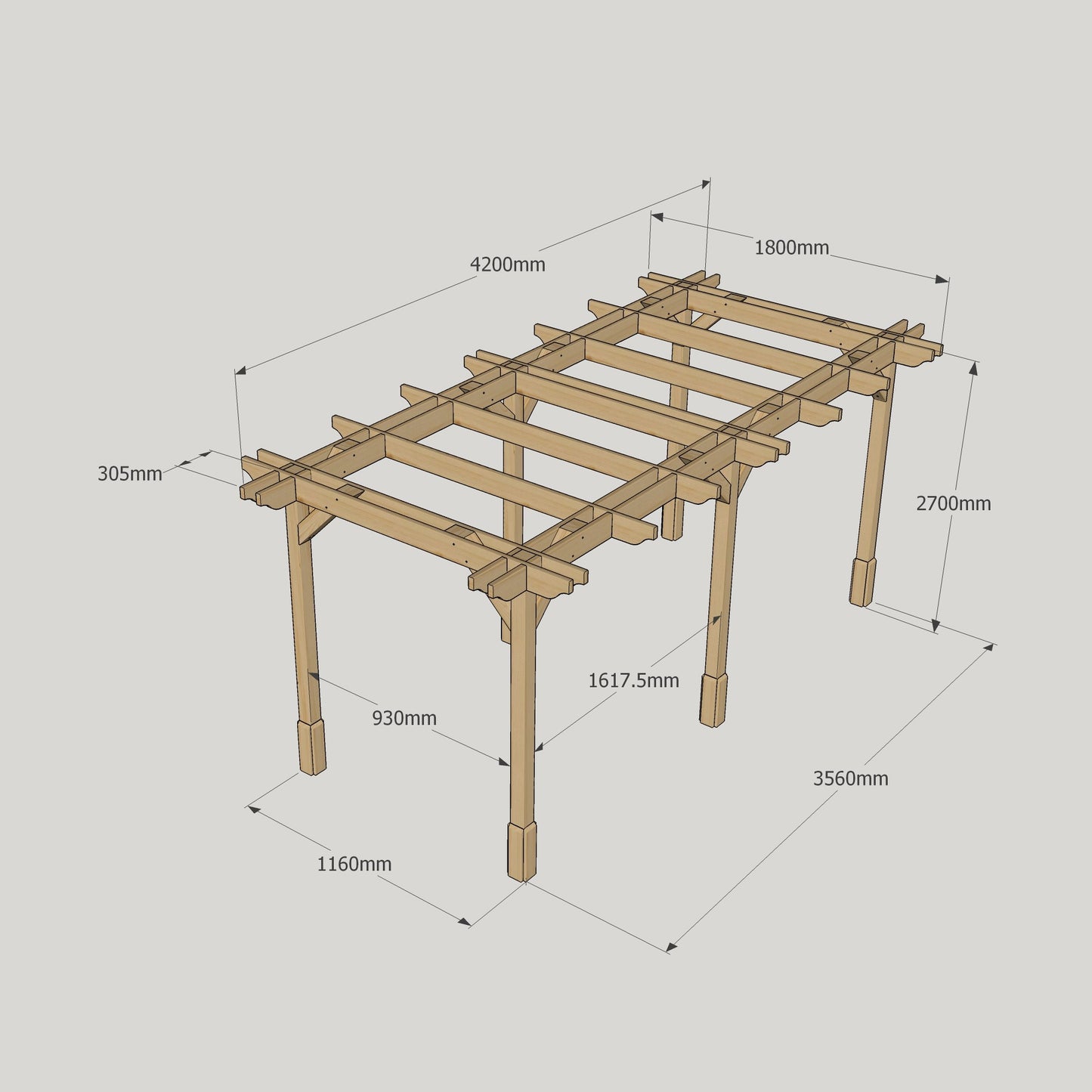 Double Premium Pergola - 1.8m Width