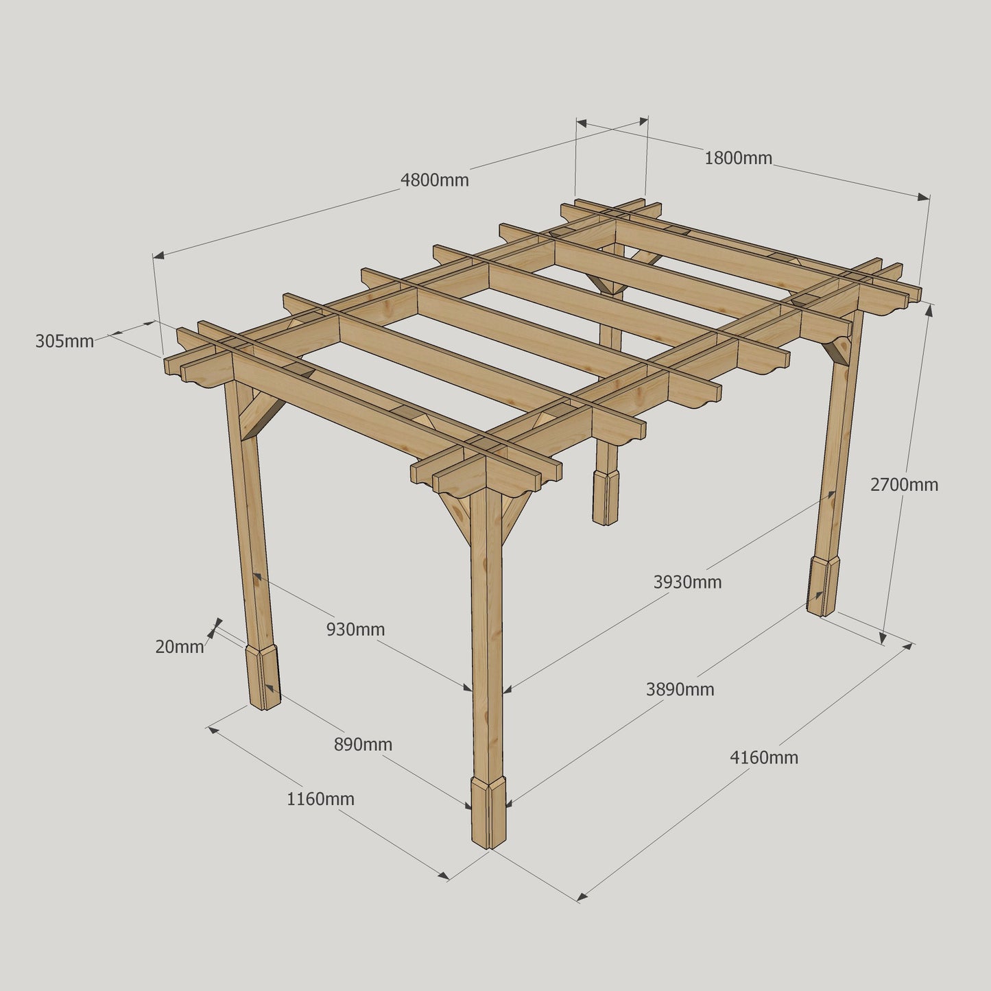 Double Premium Pergola - 1.8m Width