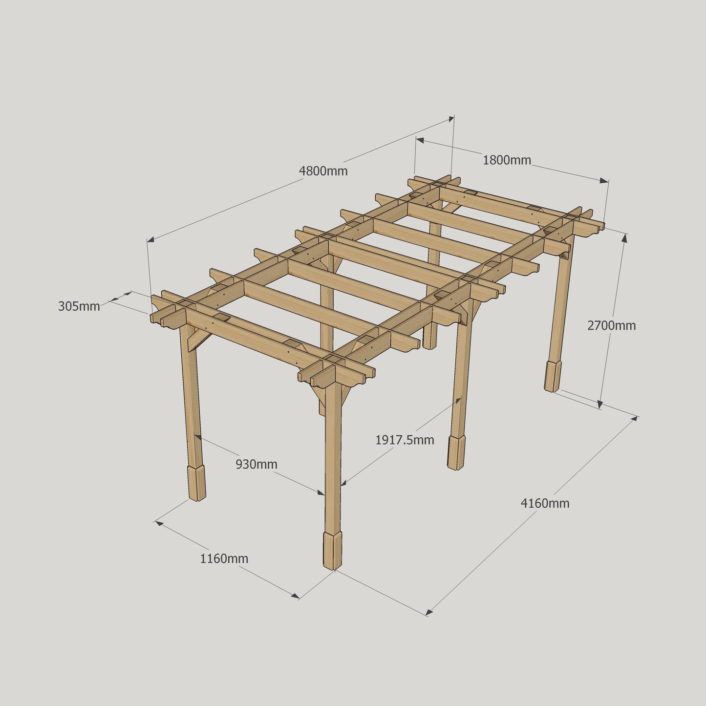 Double Premium Pergola - 1.8m Width