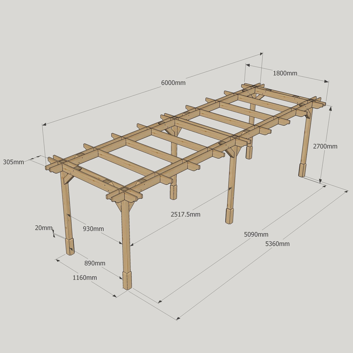 Double Premium Pergola - 1.8m Width