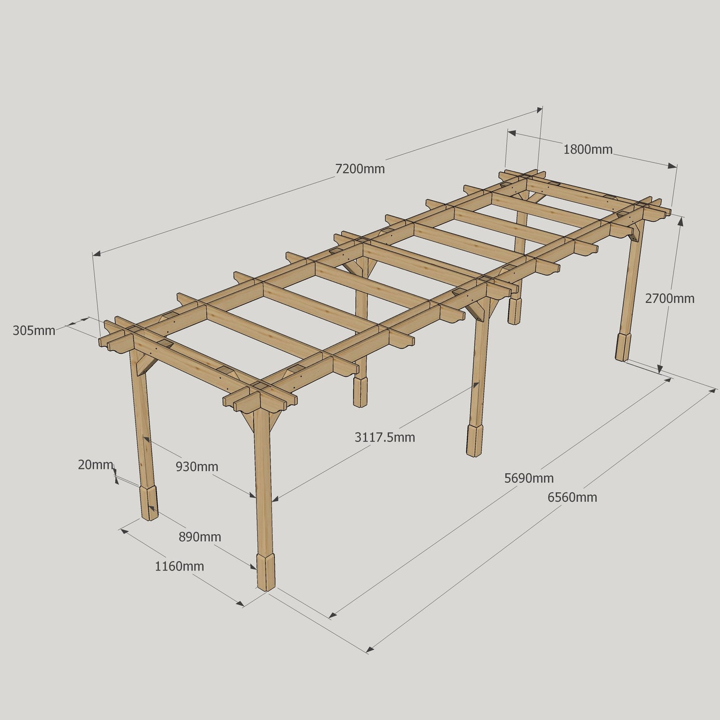 Double Premium Pergola - 1.8m Width