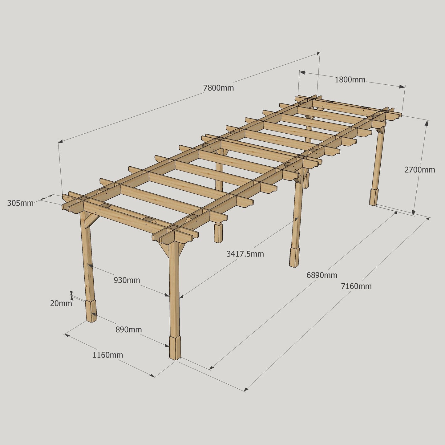 Double Premium Pergola - 1.8m Width