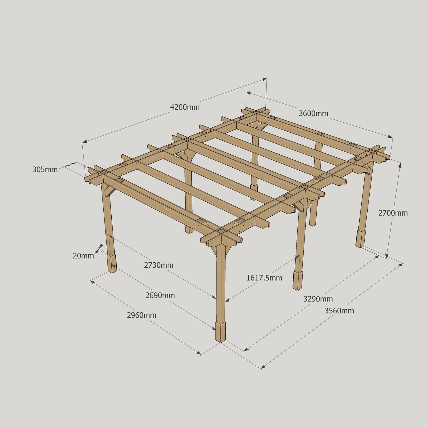 Double Premium Pergola - 3.6m Width