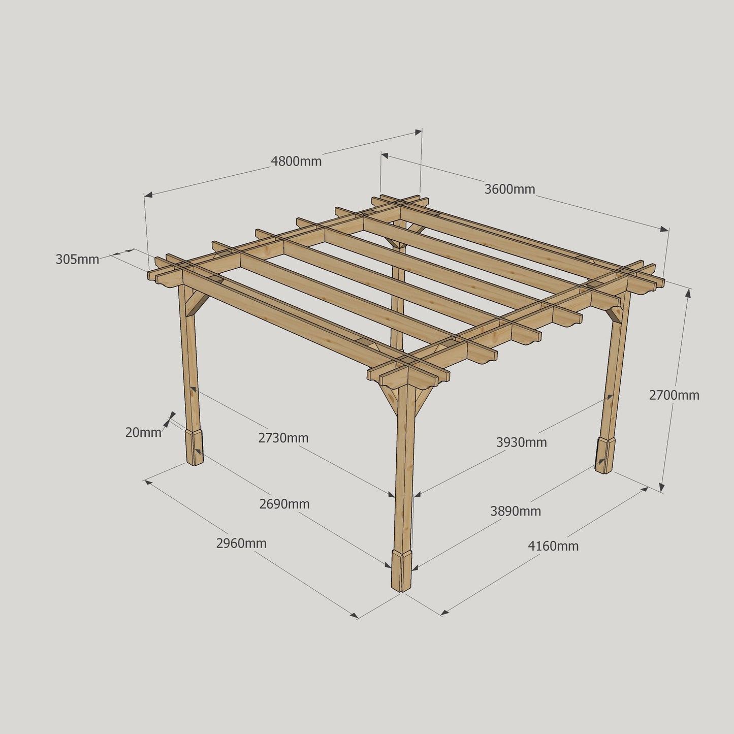 Double Premium Pergola - 3.6m Width