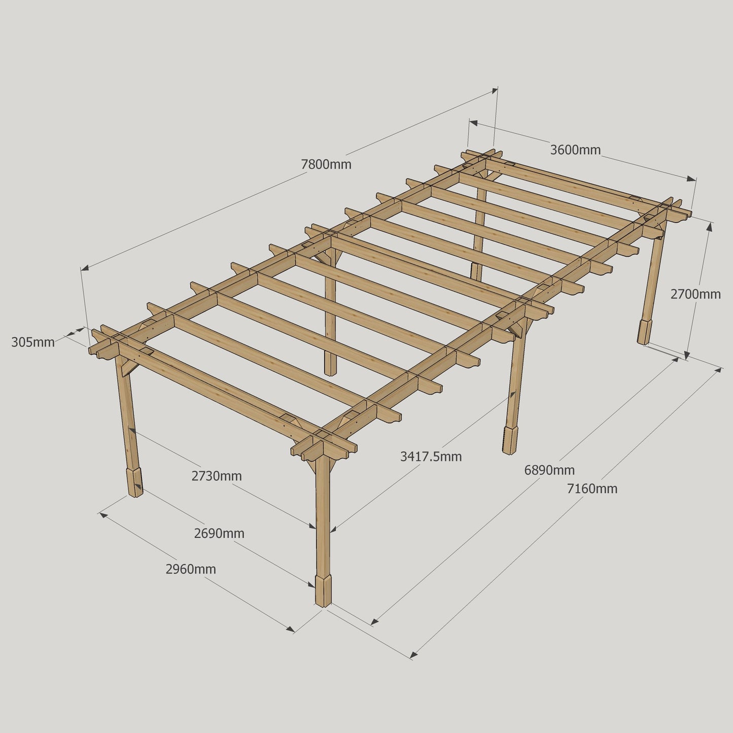 Double Premium Pergola - 3.6m Width