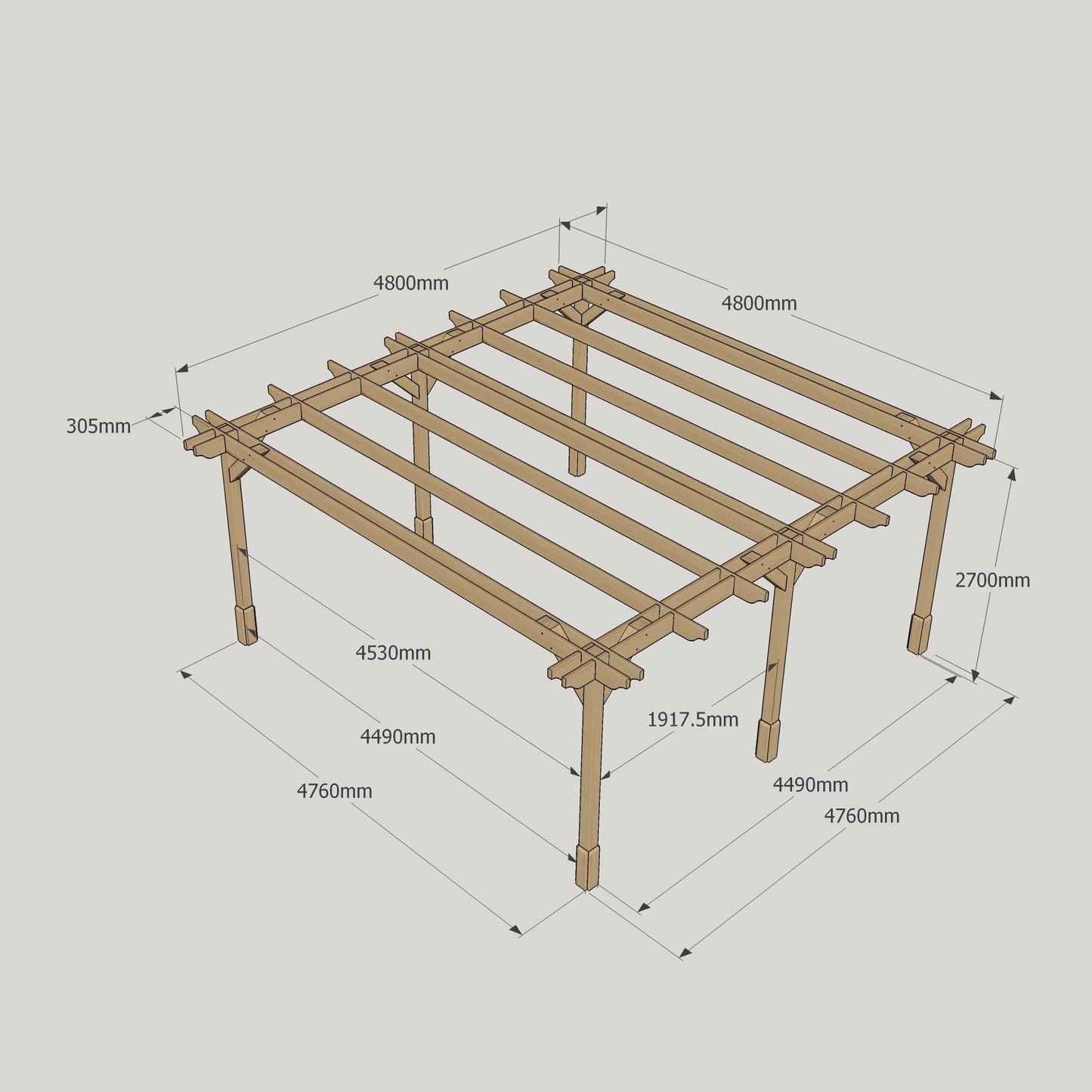 Double Premium Pergola - 4.8m Width