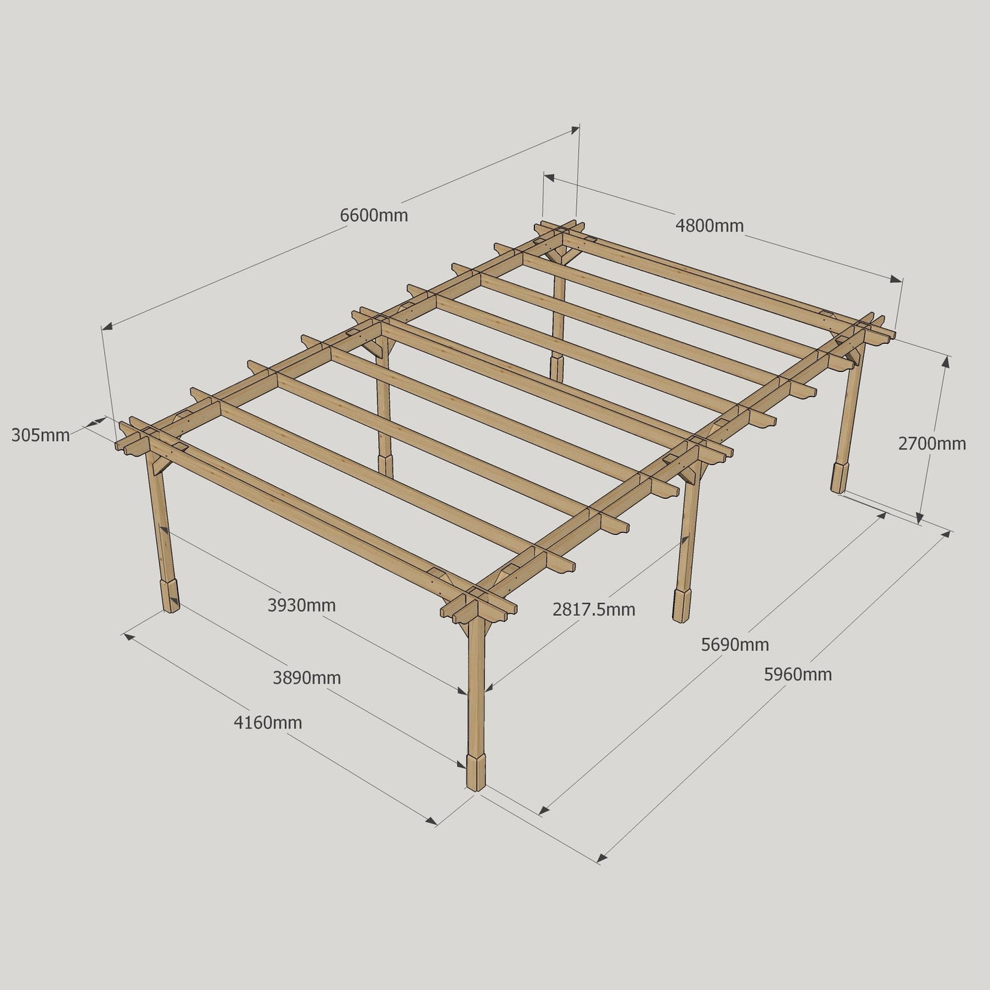 Double Premium Pergola - 4.8m Width