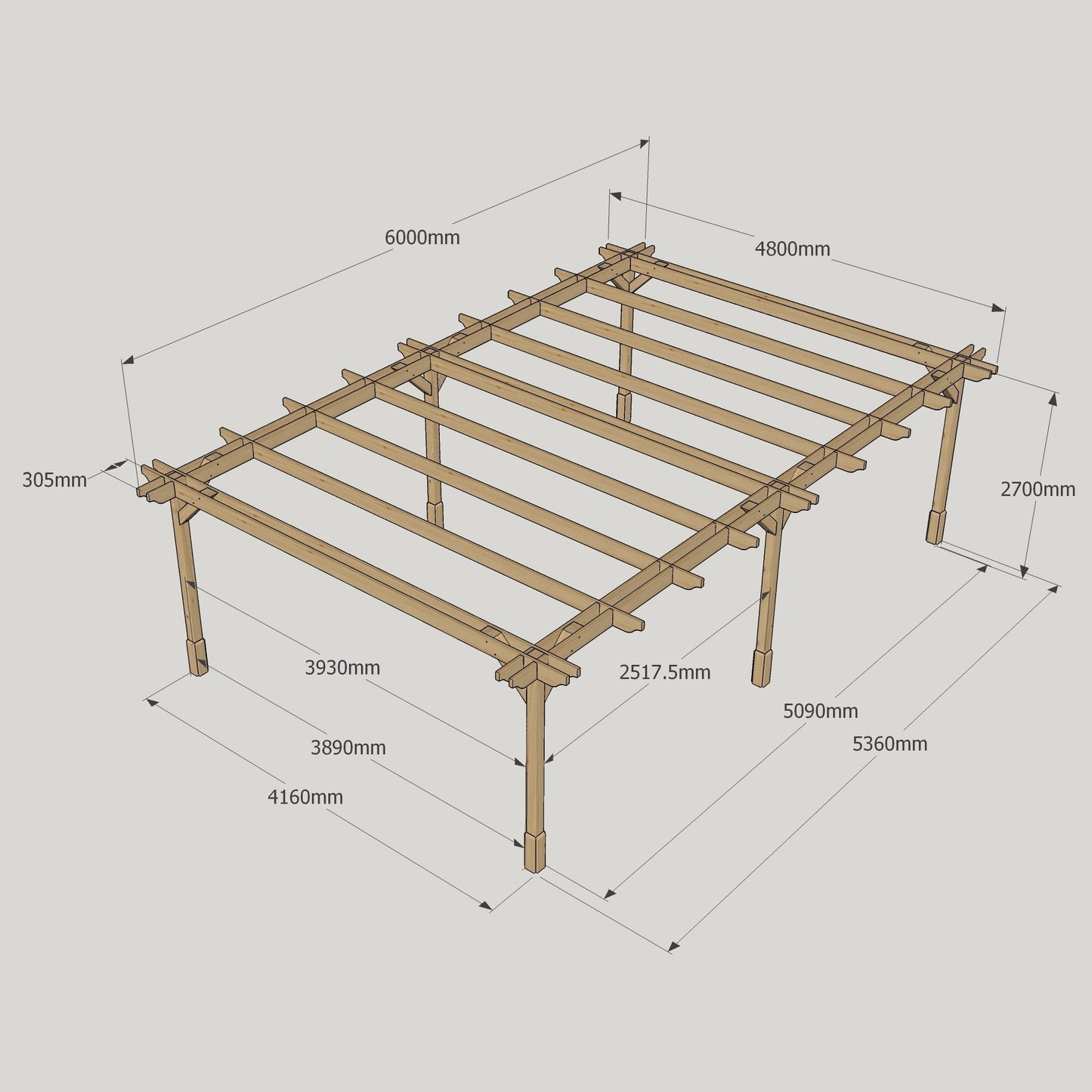 Double Premium Pergola - 4.8m Width