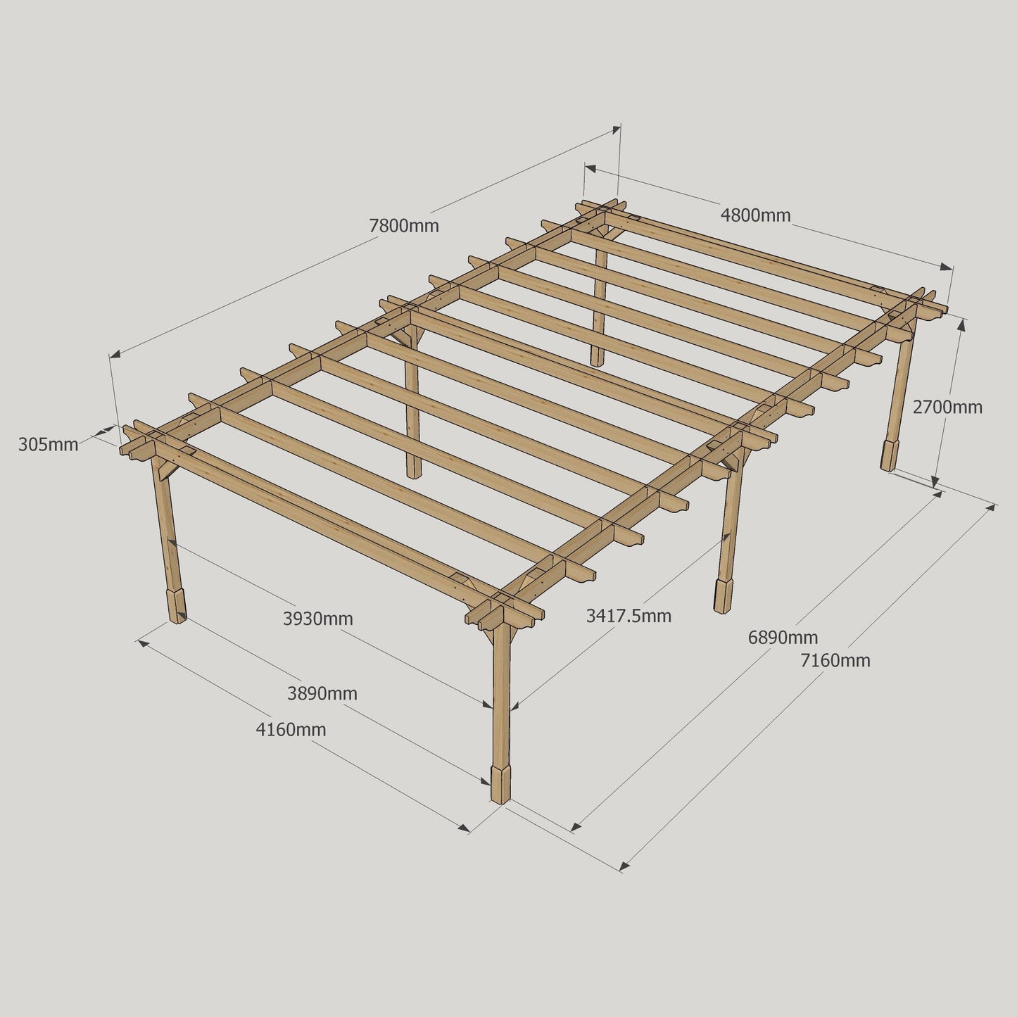 Double Premium Pergola - 4.8m Width