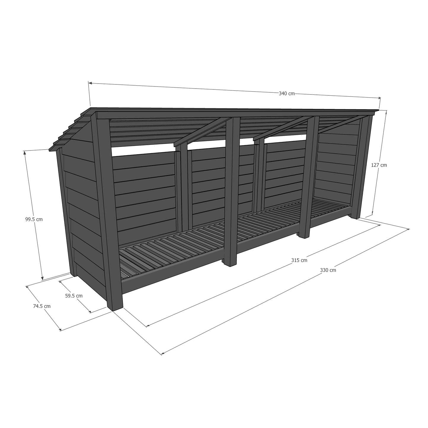 Empingham Log Store - 11ft Wide