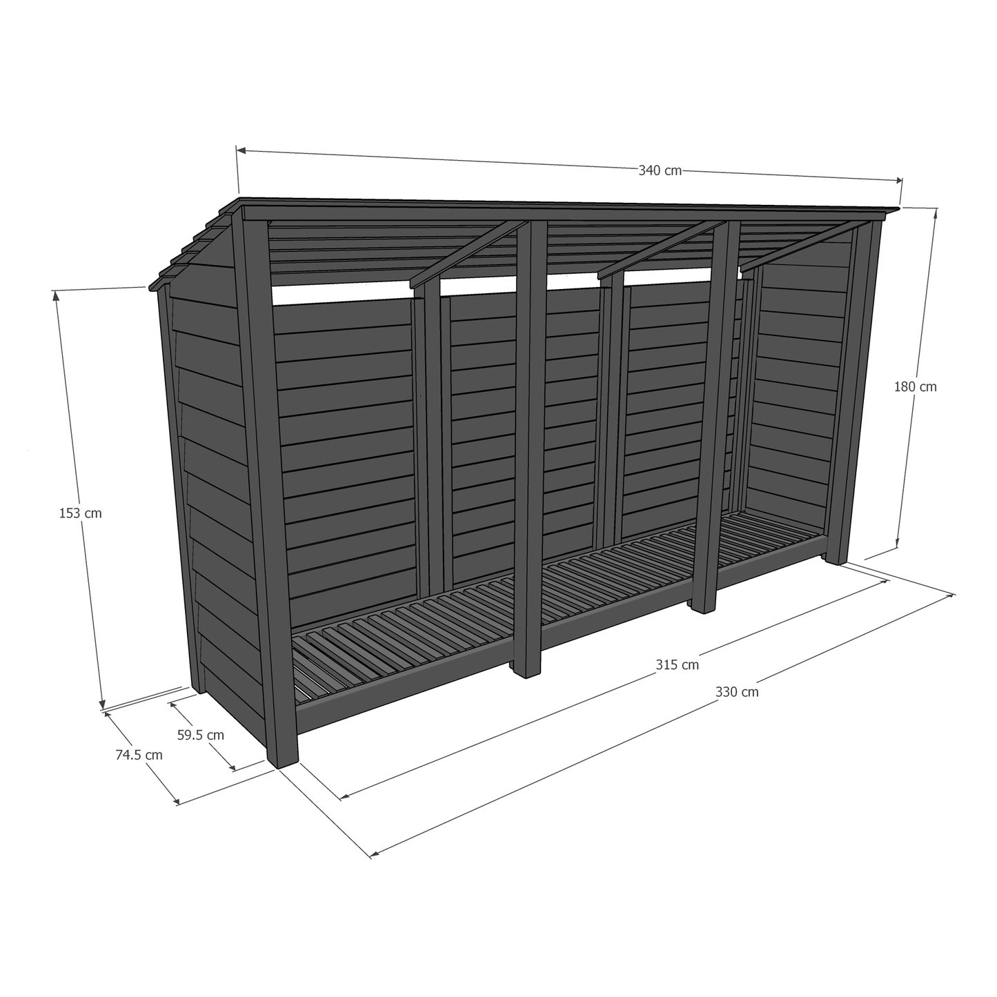 Empingham Log Store - 11ft Wide