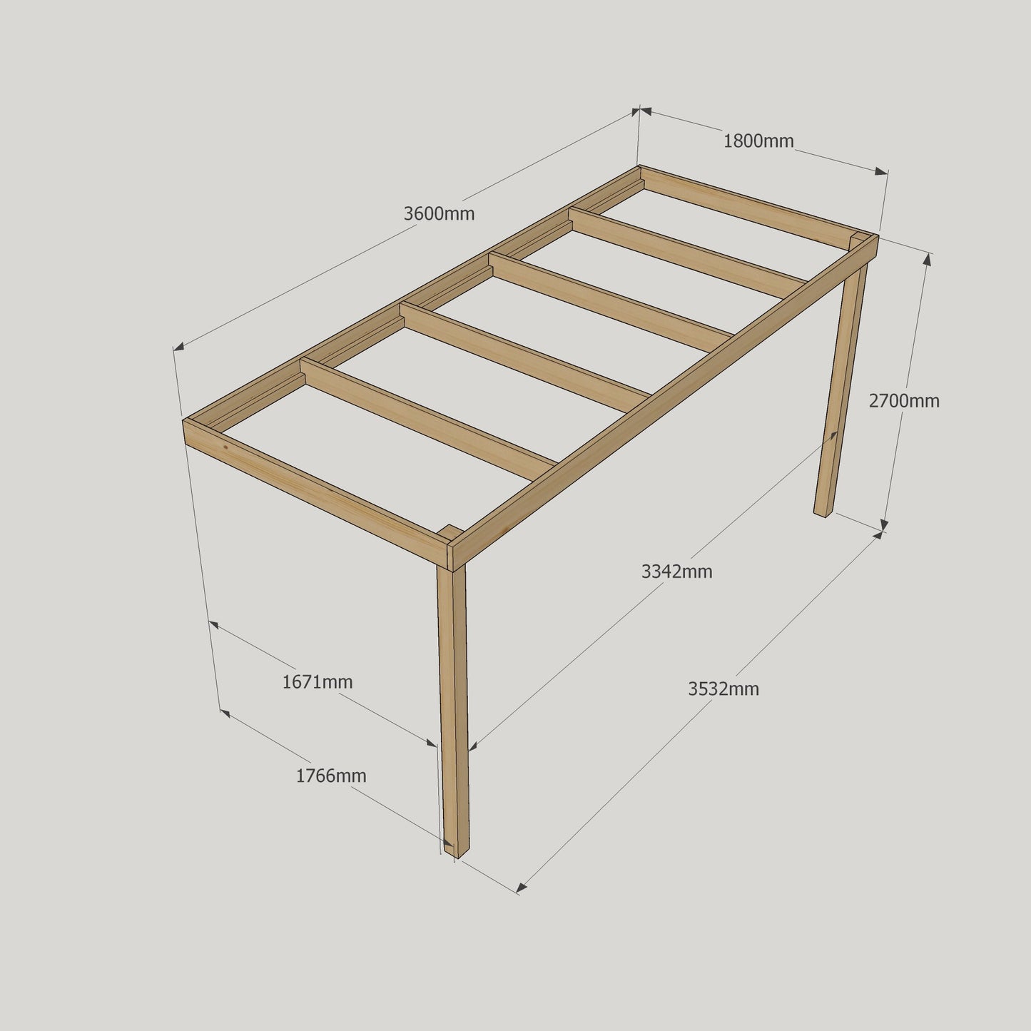 Wall Mounted Box Pergola - 1.8m Depth