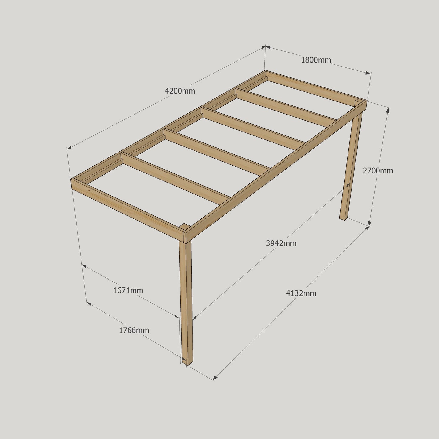 Wall Mounted Box Pergola - 1.8m Depth