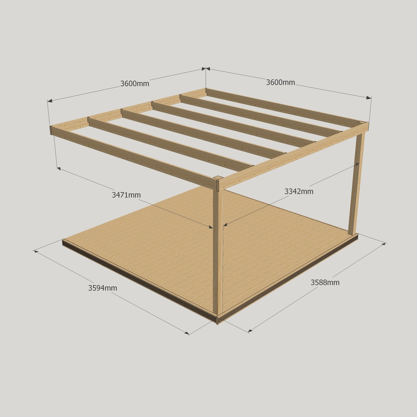 Wall Mounted Box Pergola And Decking Kit