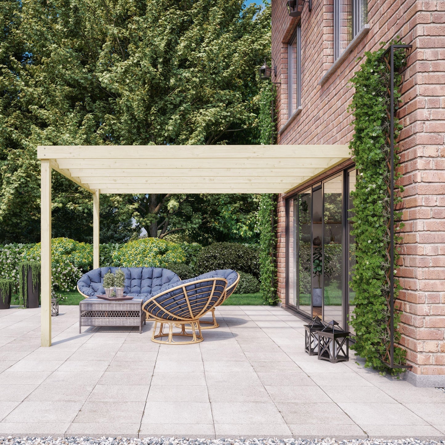 Wall Mounted Box Pergola - 3.6m Depth