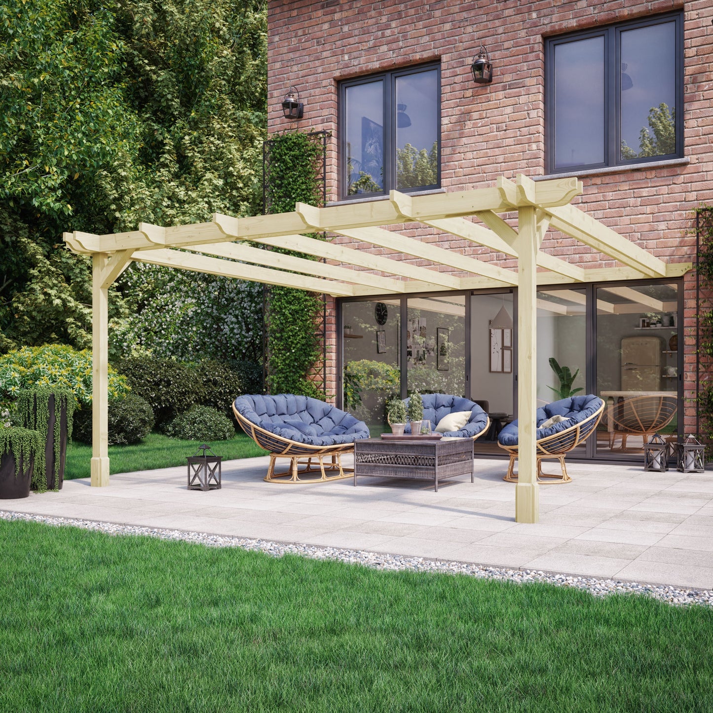 Wall Mounted Double Premium Pergola - 3.6m Width