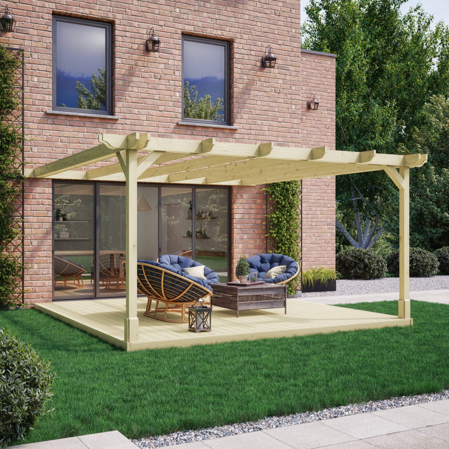 Wall Mounted Double Premium Pergola And Decking Kit