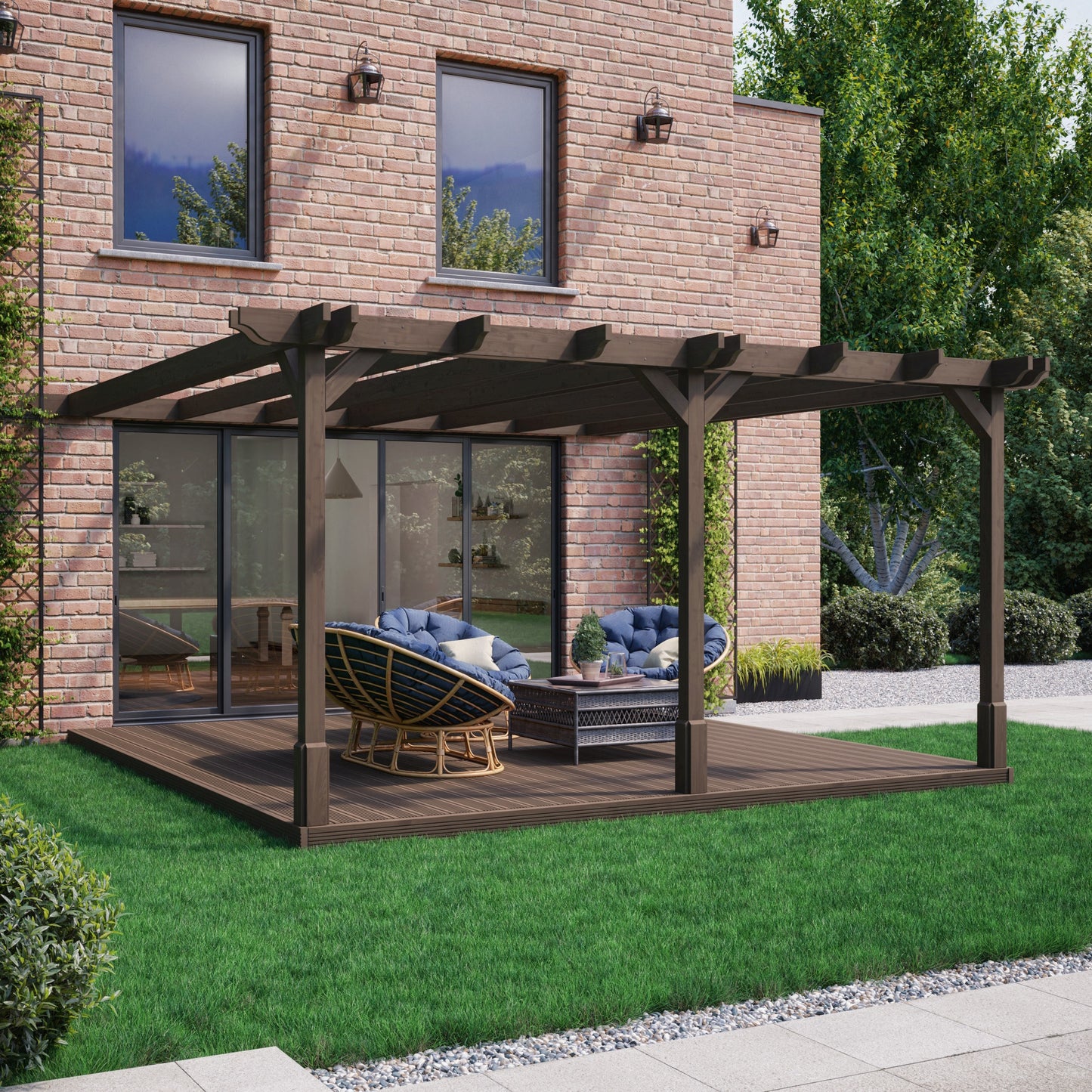 Wall Mounted Double Premium Pergola And Decking Kit