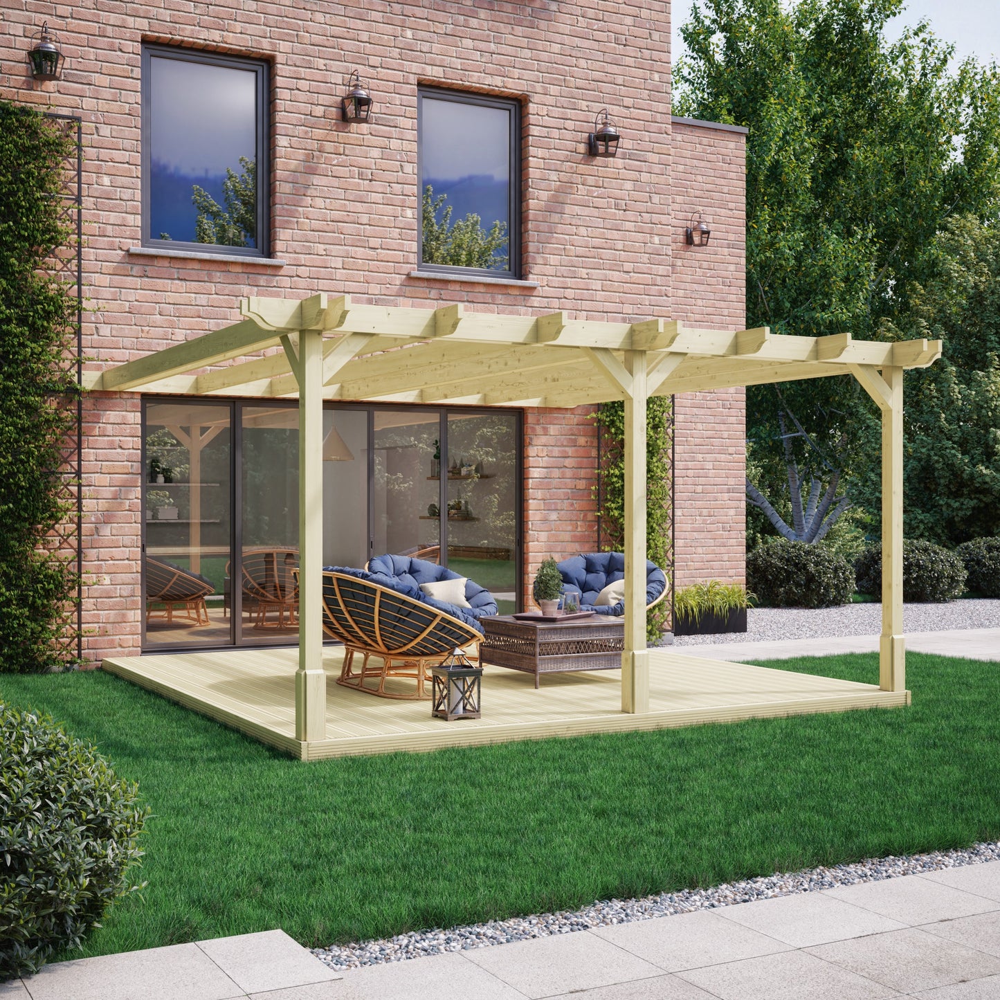 Wall Mounted Double Premium Pergola And Decking Kit