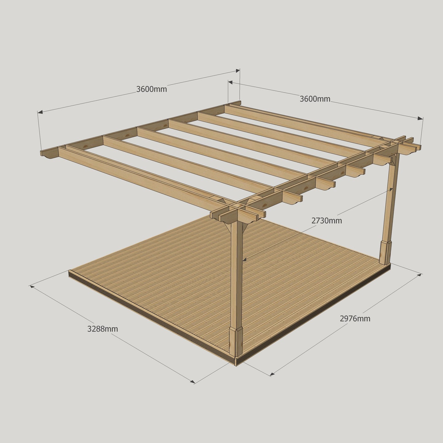 Wall Mounted Double Premium Pergola And Decking Kit